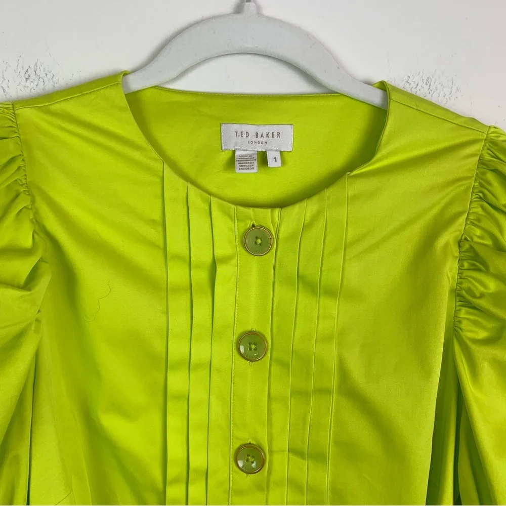 Ted Baker Sofia Ruffle Mini Dress Bright Green Size 4 - Picture 5 of 16